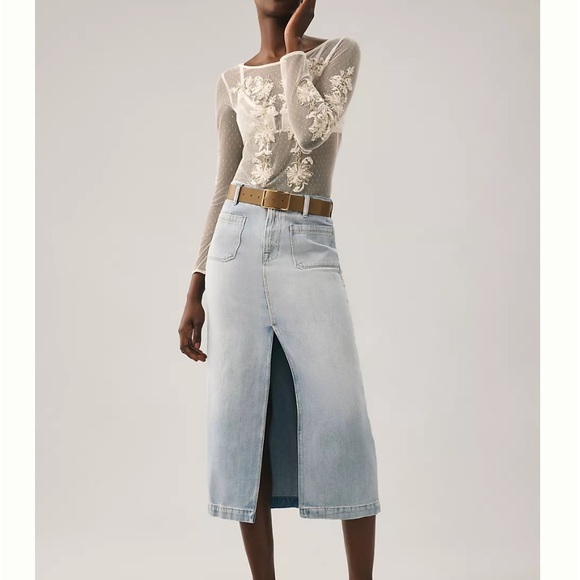 ANTHROPOLOGIE Maeve Size XL Sheer Embellished Top Whitr/Ecru Ethereal $98 NEW - Picture 5 of 16